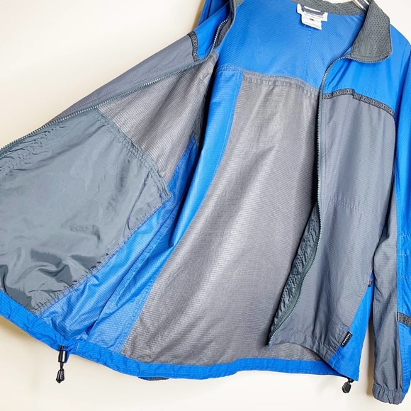 COLUMBIA Vintage Blue Gray Packable Full Zip‎ Windbreaker Jacket Large Mens VTG - Picture 3 of 14